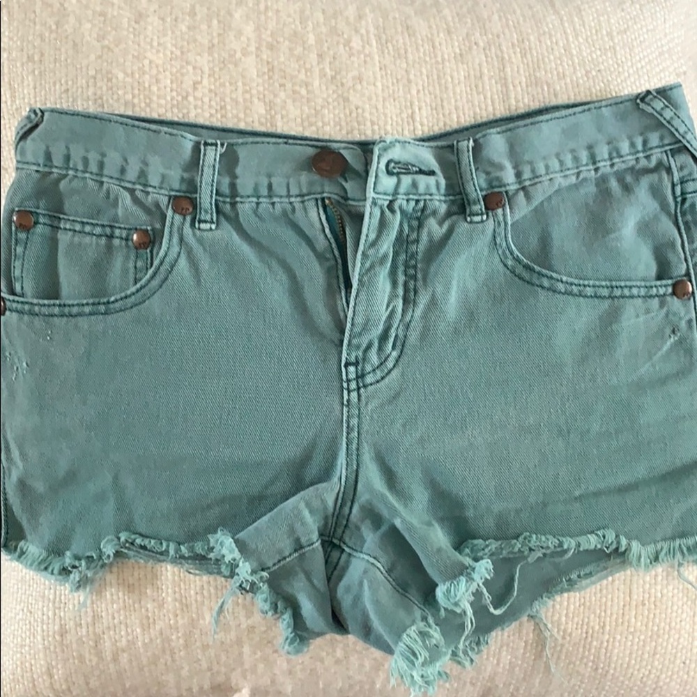 Free People Teal Jean Short